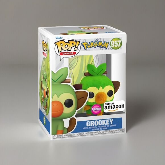 🔥Funko POP! Games - Pokemon Grookey Flocked Limited Exclusive Figure #957 NWT🔥 - Picture 1 of 3